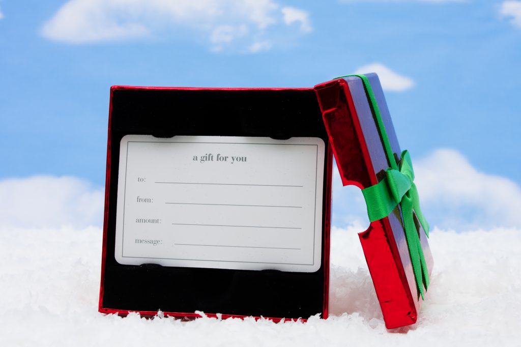 Gift card in a holiday box