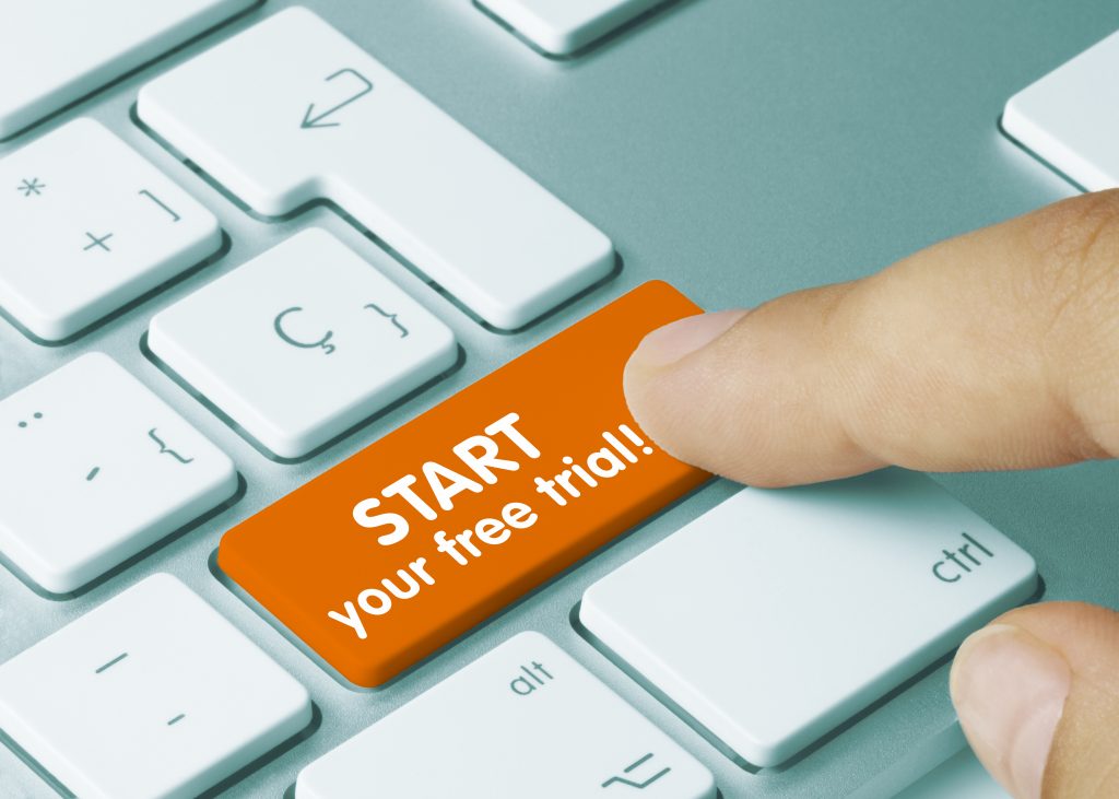 Keyboard with start your free trial